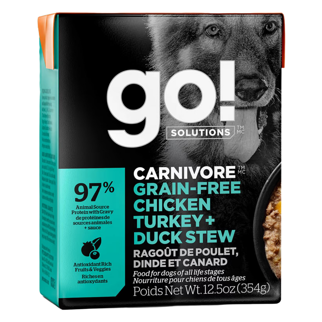 Petcurean Go! Carnivore Grain Free Chicken, Turkey, & Duck Stew Wet Dog Food