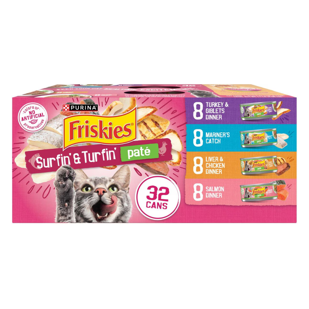 Friskies Surfin' & Turfin' Pate Variety Pack Canned Cat Food