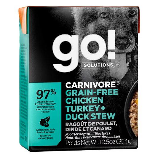 Petcurean Go! Carnivore Grains Free Chicken, Turkey, & Duck Stew for Dogs