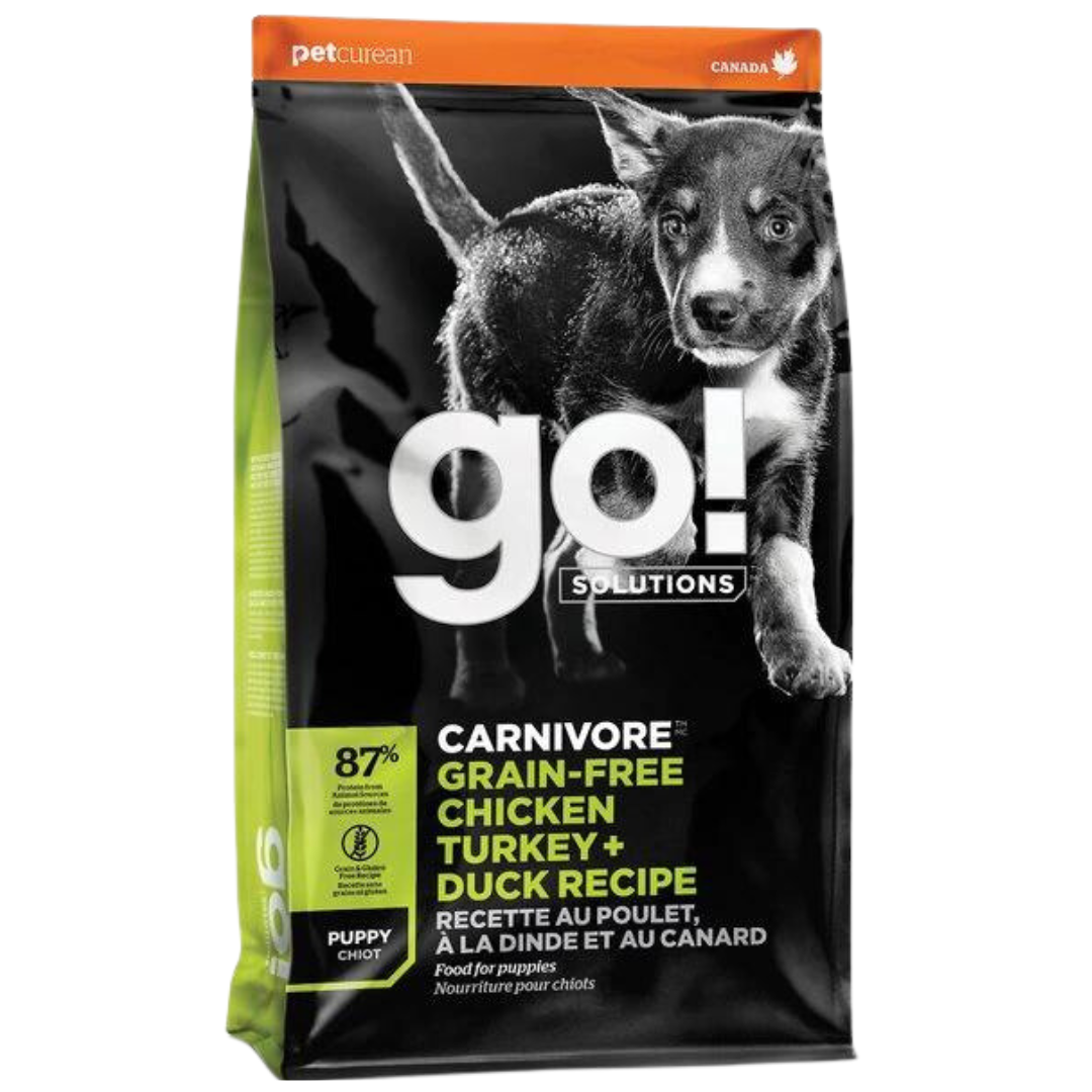 Petcurean GO! Carnivore Grain Free Chicken, Turkey & Duck Dry Puppy Food