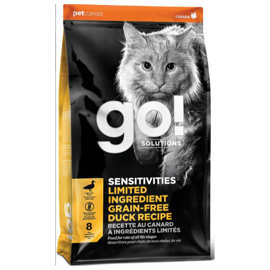 Petcurean GO SENSITIVITIES Grain Free Duck Recipe Dry Cat Food