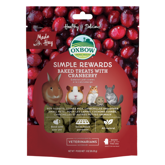 Oxbow Simple Rewards Baked Treats with Cranberry for Rabbits, Guinea Pigs, and Other Small Animals