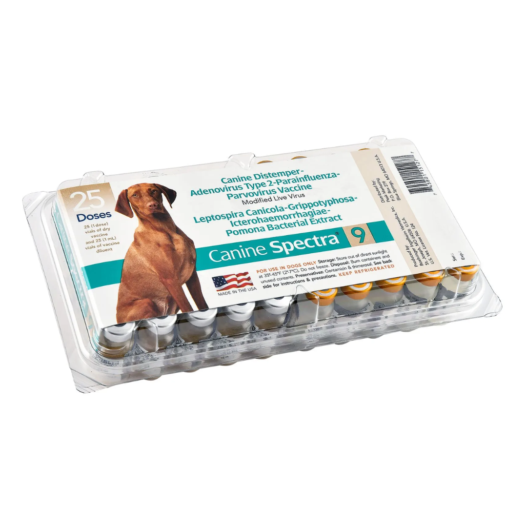 Canine Spectra 9 Vaccine, Modified Live Virus, Tray of 25