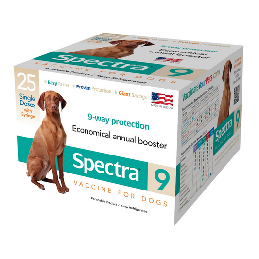 Canine Spectra 9 Vaccine, Modified Live Virus, Tray of 25