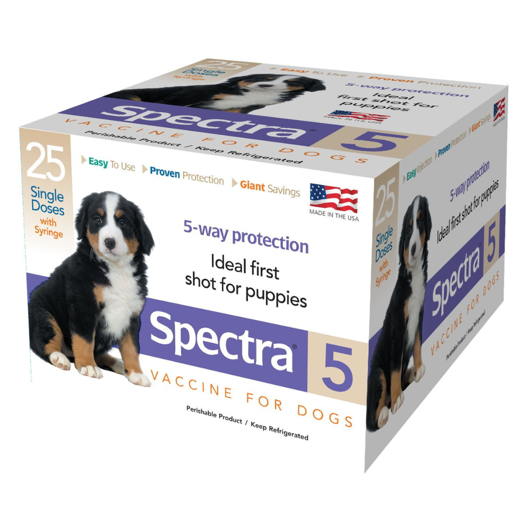 Canine Spectra 5 Vaccine, Modified Live Virus, Tray of 25