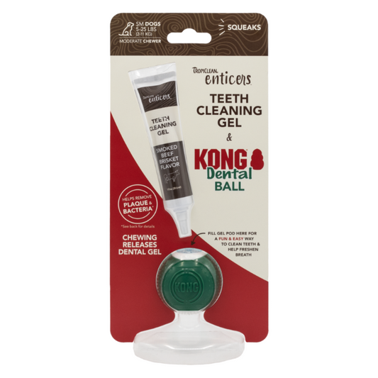 KONG Dental Ball Kit with TropiClean Enticers Gel