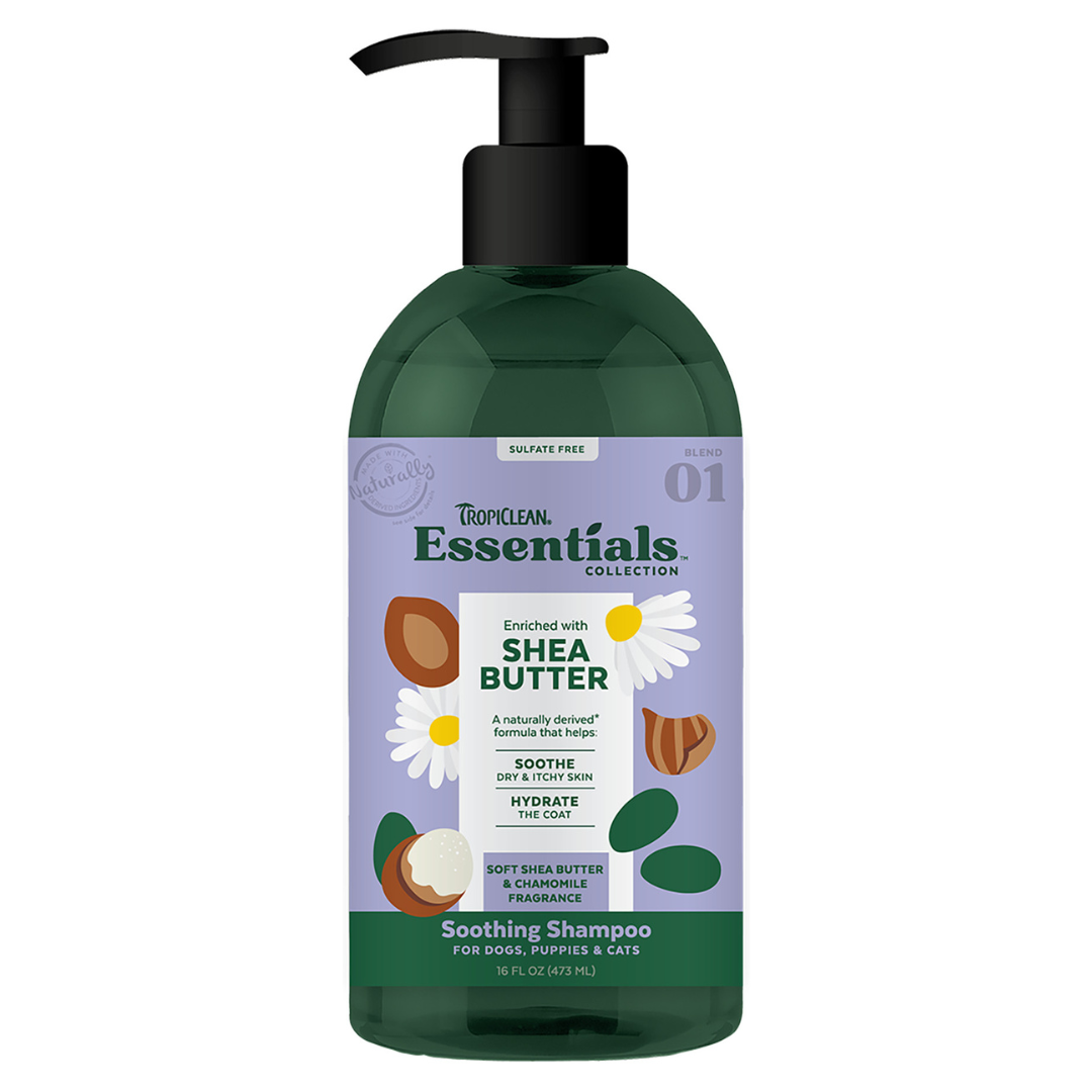 TropiClean Essentials Shea Butter Soothing Shampoo for Dogs & Cats