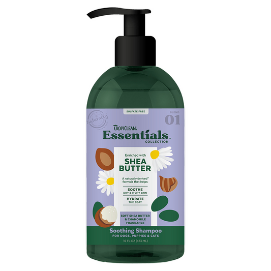 TropiClean Essentials Shea Butter Soothing Shampoo for Dogs & Cats