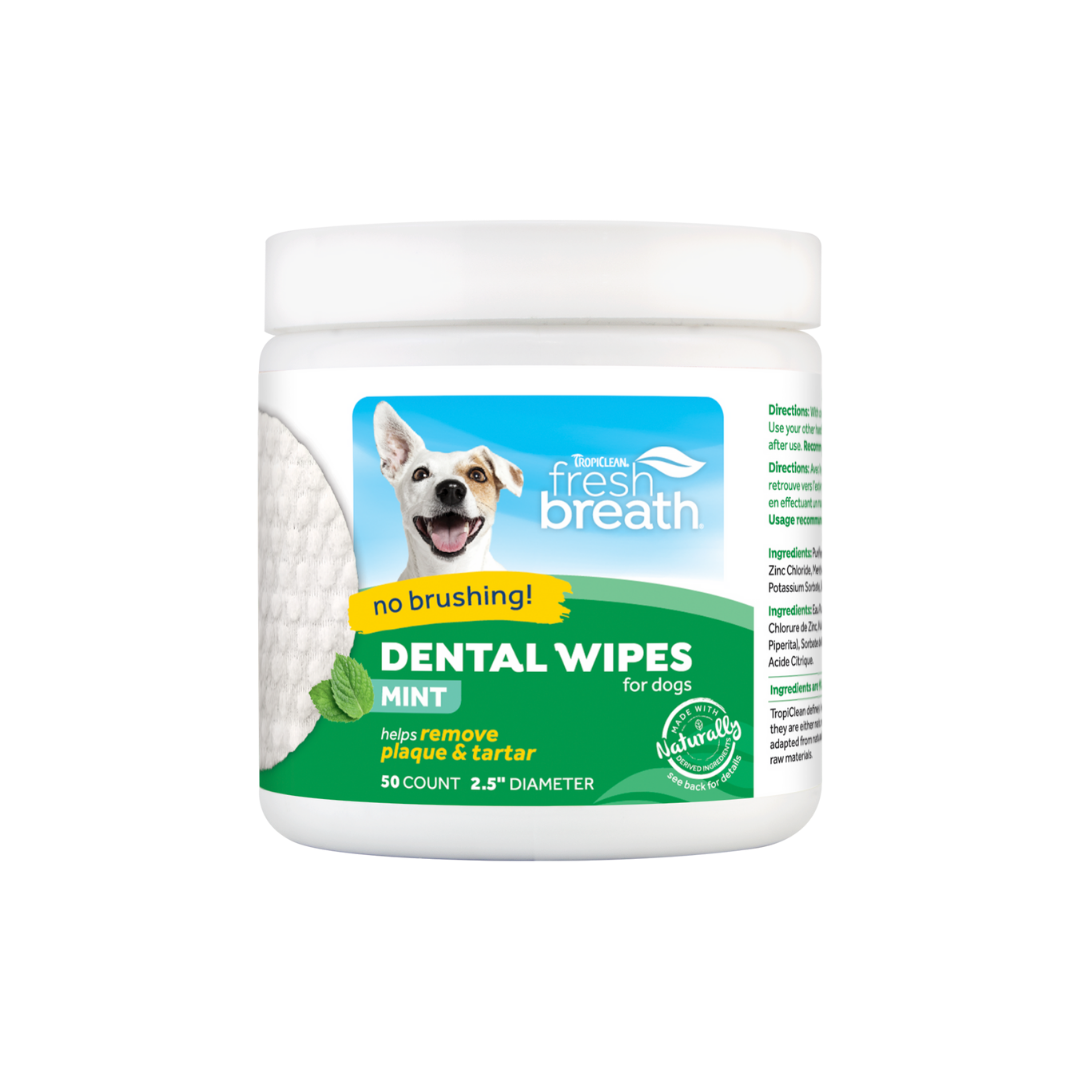 TropiClean Fresh Breath Dental Wipes for Dogs