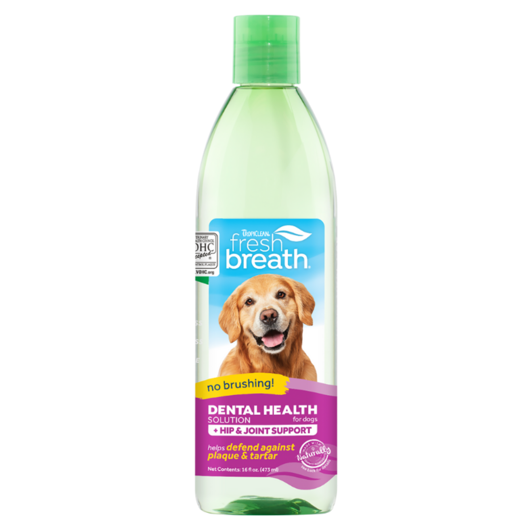 TropiClean Fresh Breath Dental Health Solution Plus Hip & Joint for Dogs