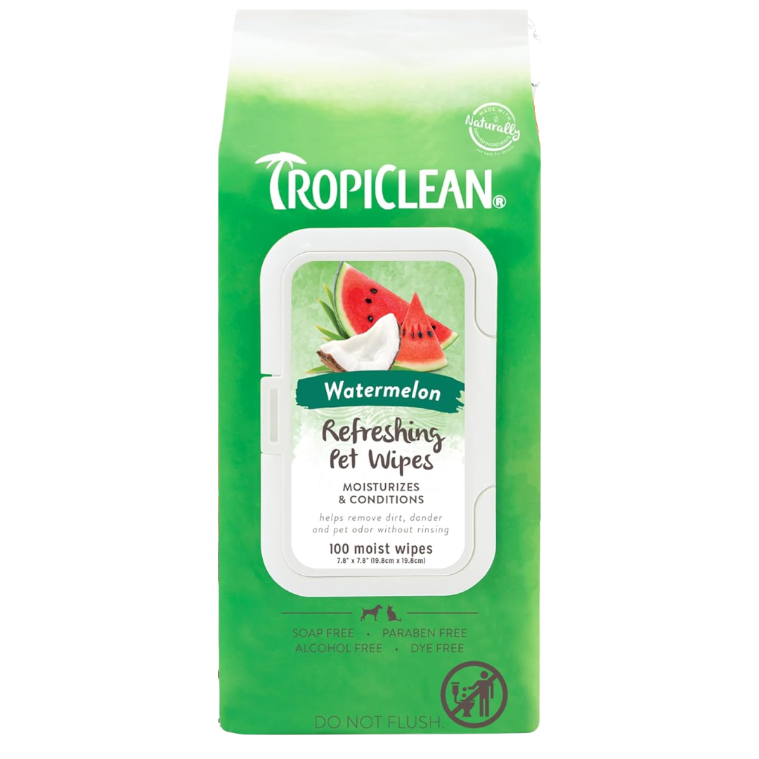 TropiClean Watermelon 2-in-1 Pet Wipes