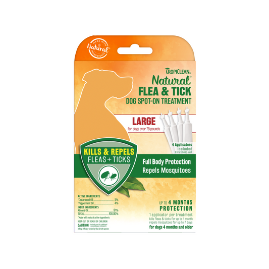 TropiClean Natural* Flea & Tick Spot On Treatment for Large Dogs over 75 lbs