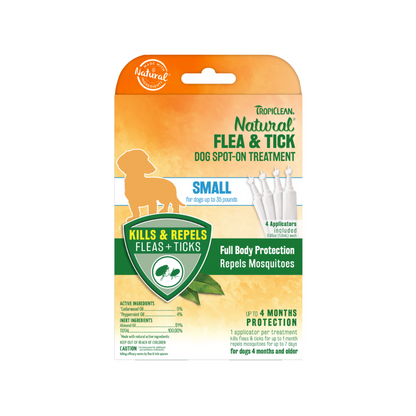 TropiClean Natural* Flea & Tick Spot On Treatment for Small Dogs up to 35lbs