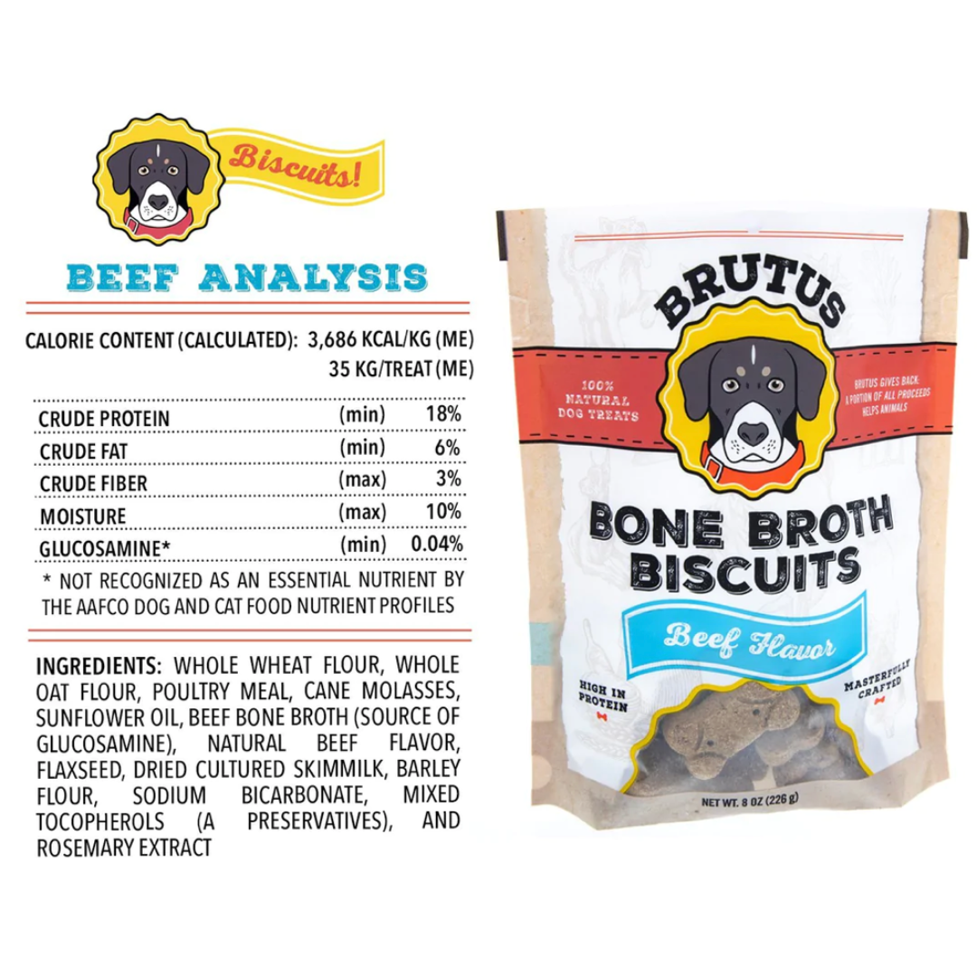 Brutus Bone Broth Beef Dog Biscuits